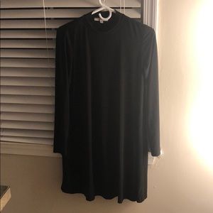 Loose long sleeve casual black dress